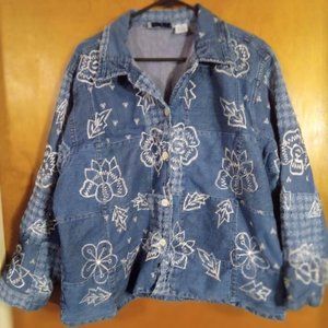 Patchwork Boho denim jacket XL